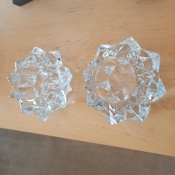 🔮 Two HEAVY Vintage Glass Tea Light Holders in Star Shape - Picture 1 of 11